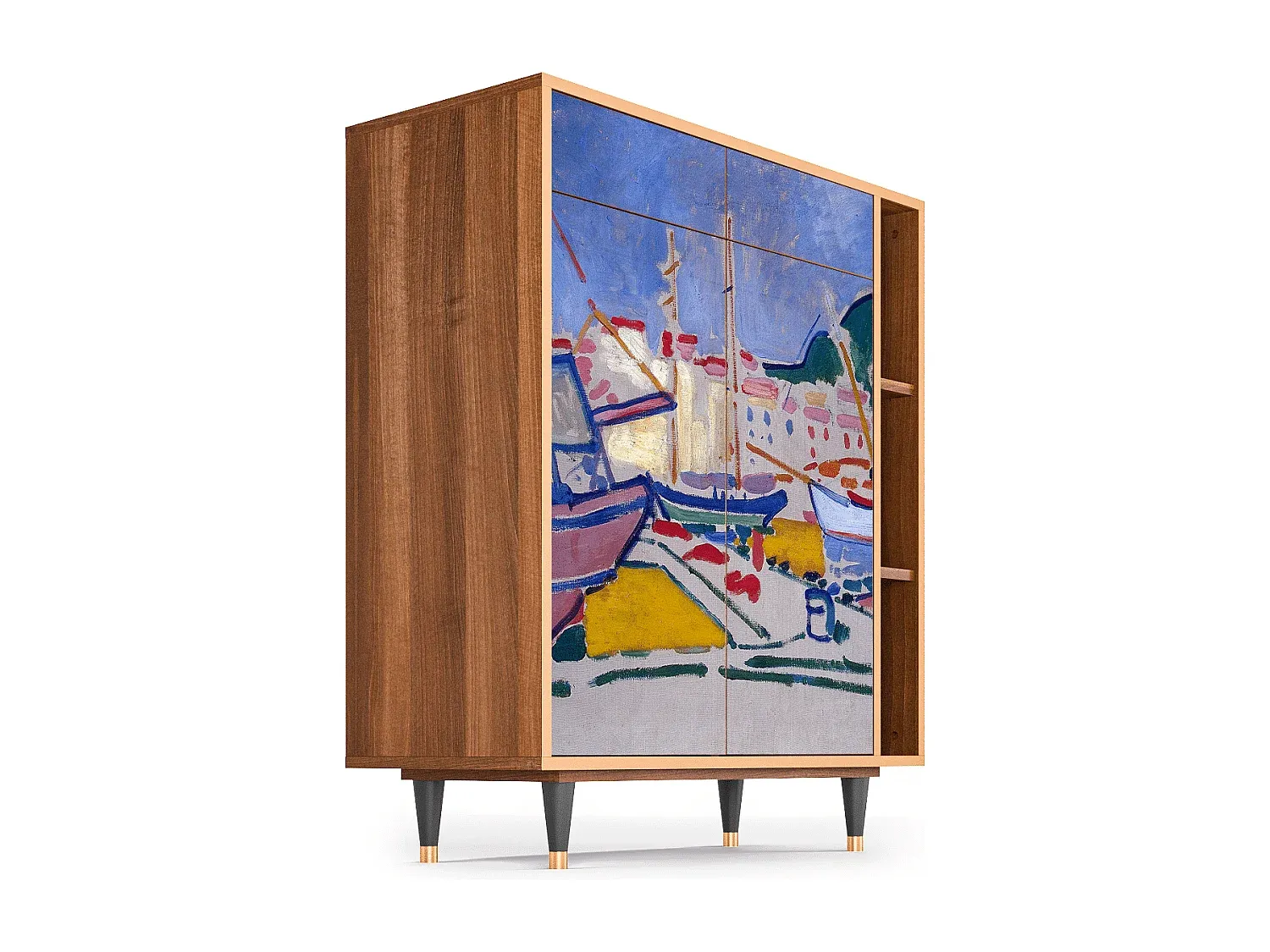Moderner Sideboard mit Walnussoptik und Stauraum