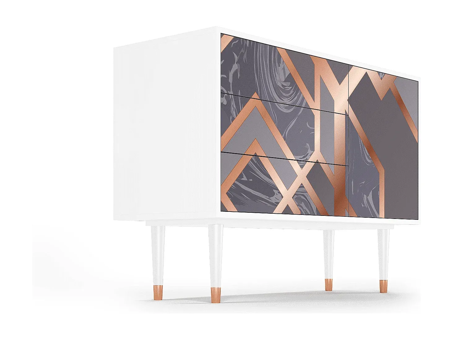 Moderner Sideboard in Taupe und Weiß, 115x45x84 cm