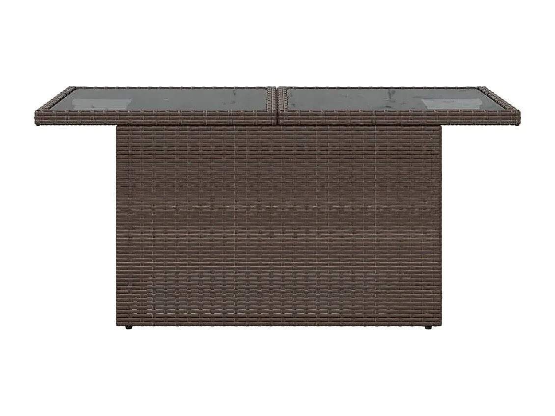 Moderner Terrassentisch aus Poly-Rattan mit Glasplatte