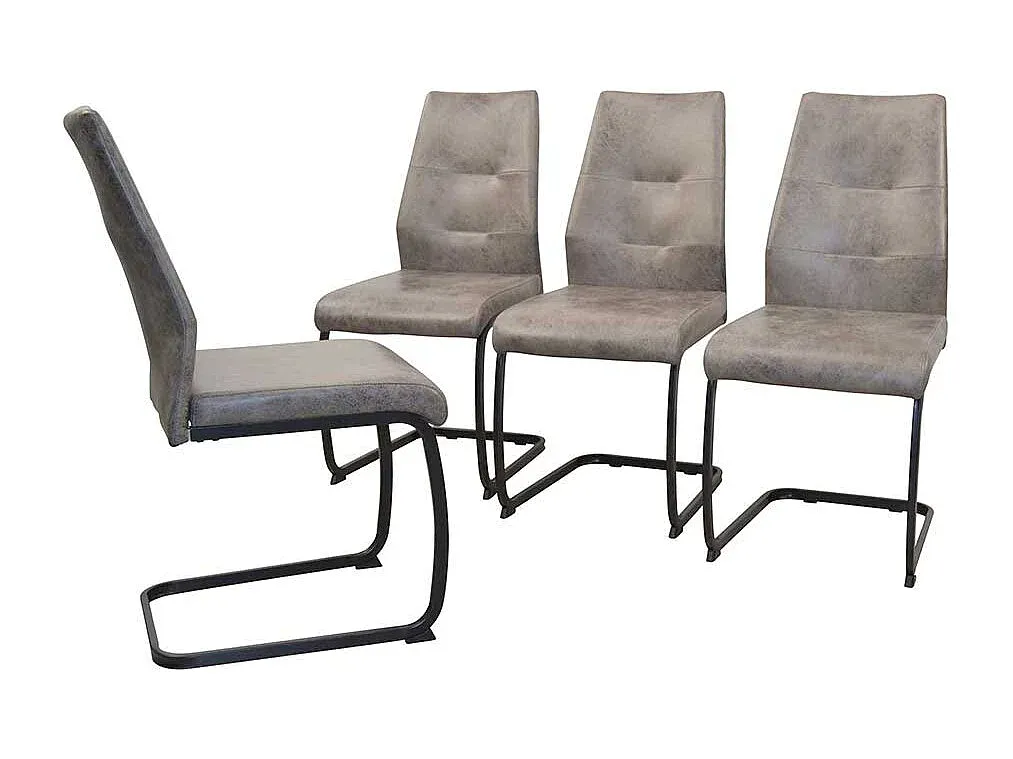 Esszimmerstühle im Vintage-Stil in Grau und Schwarz, Sitzhöhe 47 cm, 4er-Set