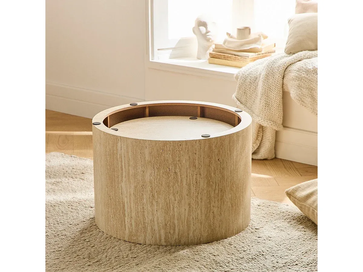 Modernes 2er-Set runde Kaffeetische in Steinoptik