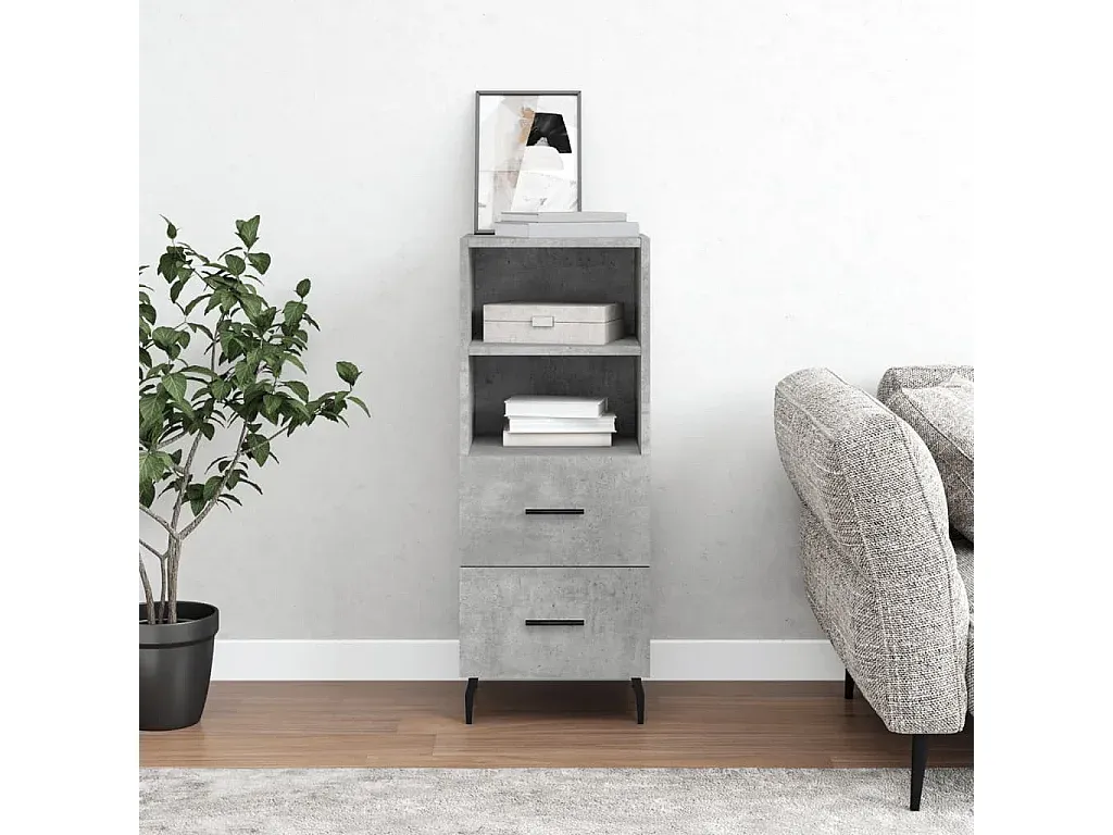 Moderner Lowboard in Betongrau mit Stauraum