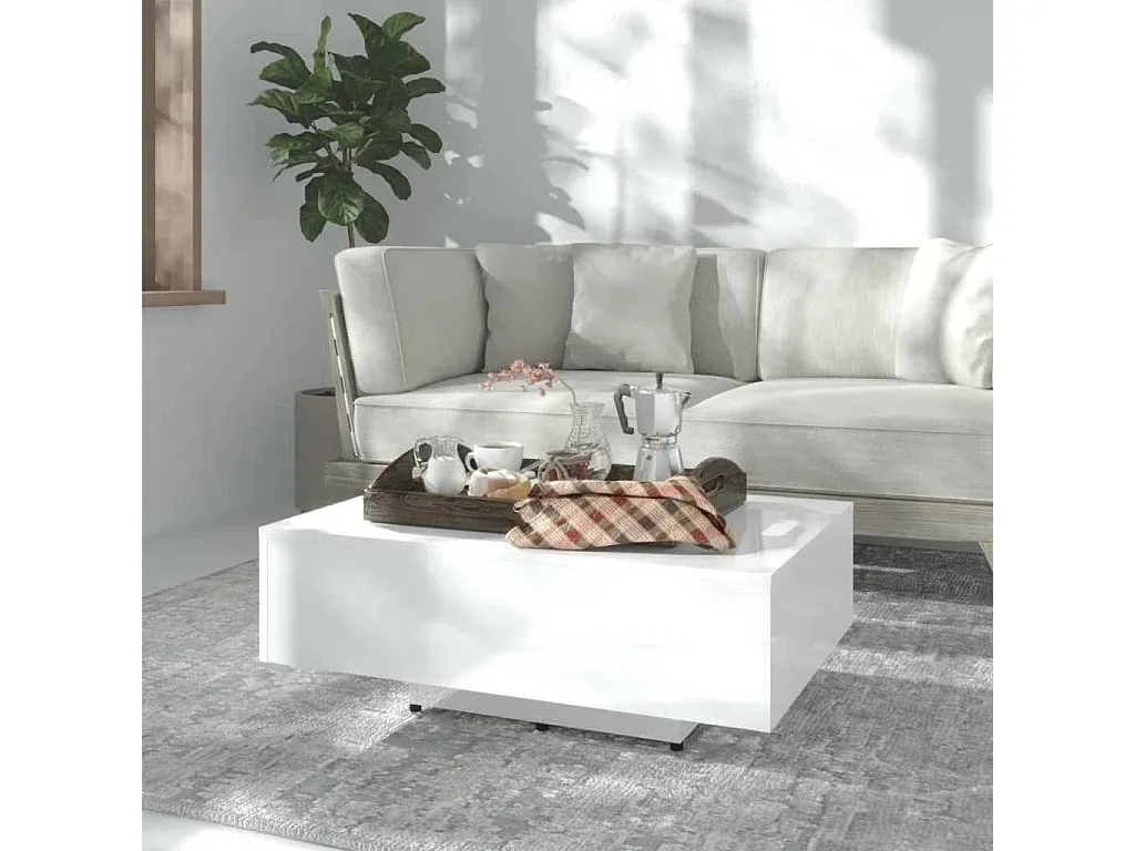 Moderner Wohnzimmertisch in Hochglanz Weiß