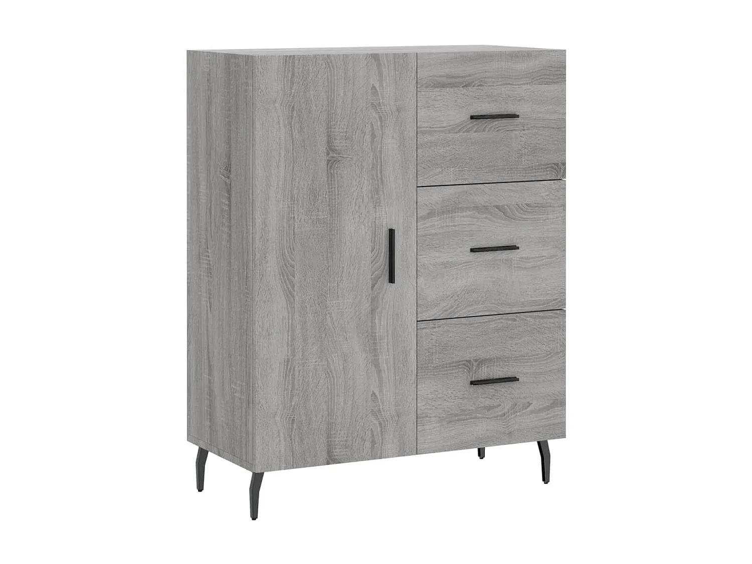 Modernes Sideboard in Grau Sonoma, 69,5x34x90 cm Holzoptik