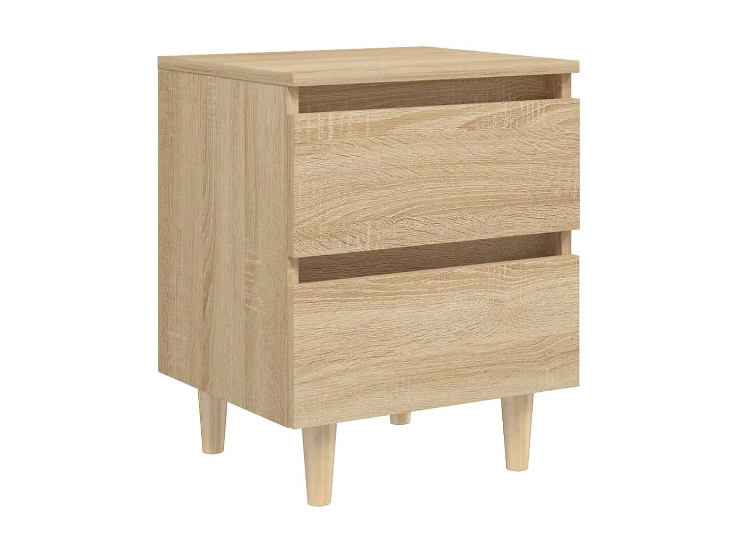 Moderner Nachttisch mit Kiefernholz-Beinen, Sonoma-Eiche, 40x35x50 cm