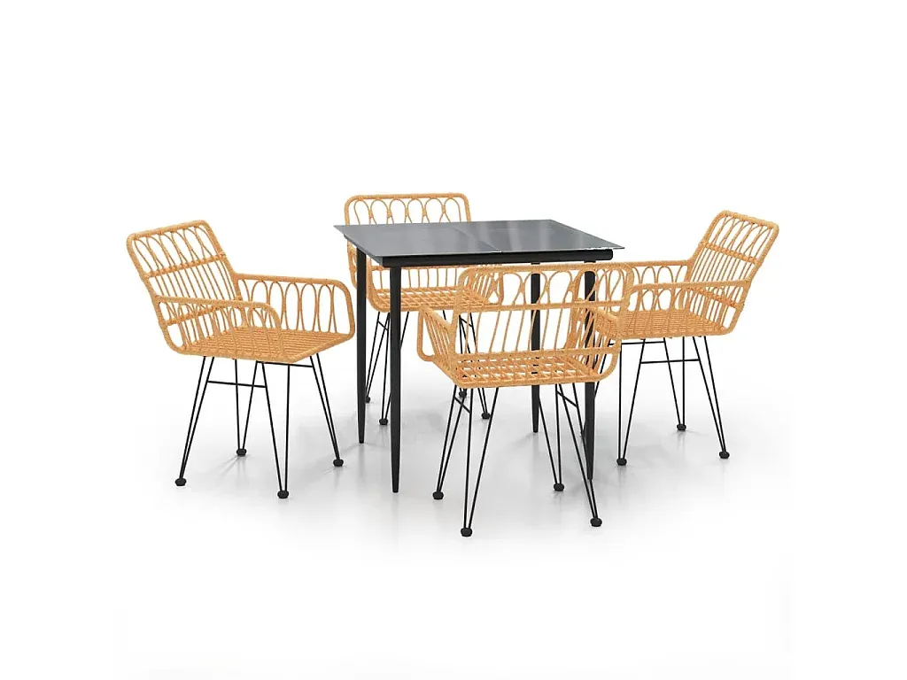 Moderne 5-teilige Gartengruppe aus Poly-Rattan