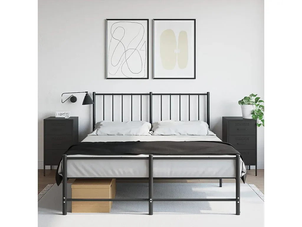 Moderne Nachttische aus Stahl in Schwarz 36x39x68 cm, 2er-Set