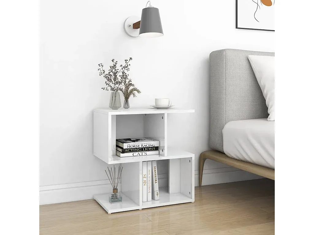 Moderne Nachttische, Hochglanz, Weiß, 50x30x51,5 cm