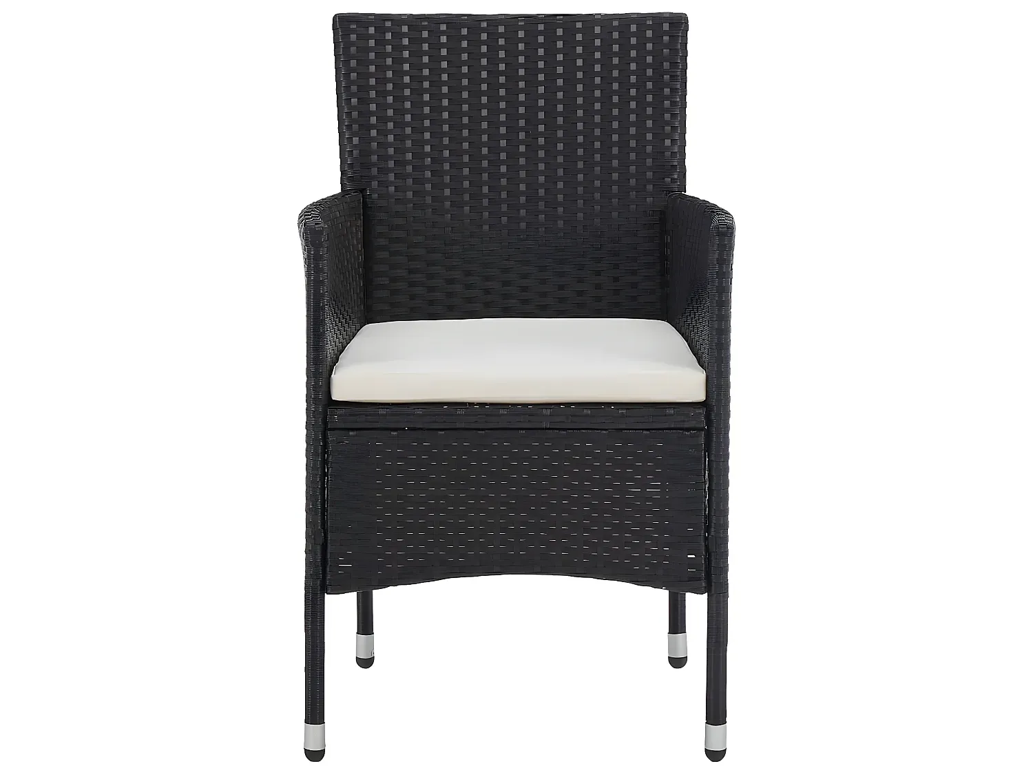 2er-Set Essstühle für den Garten aus schwarzem Polyrattan