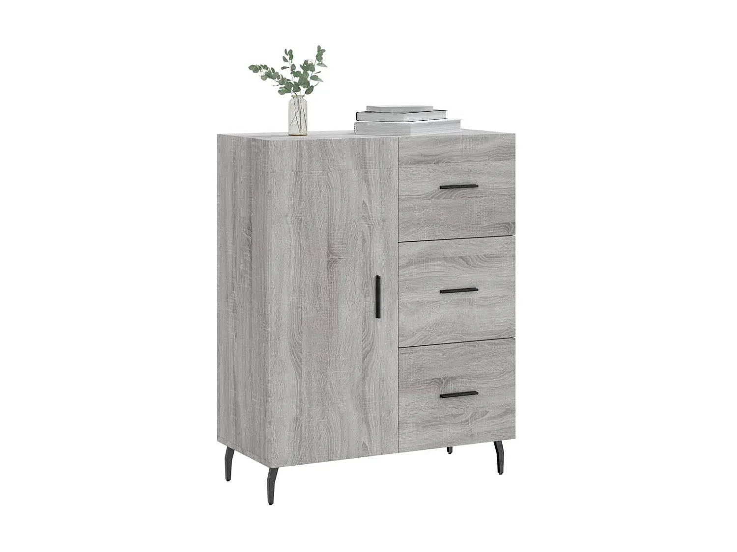 Modernes Sideboard in Grau Sonoma, 69,5x34x90 cm Holzoptik