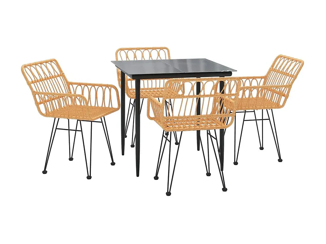 Moderne 5-teilige Gartengruppe aus Poly-Rattan