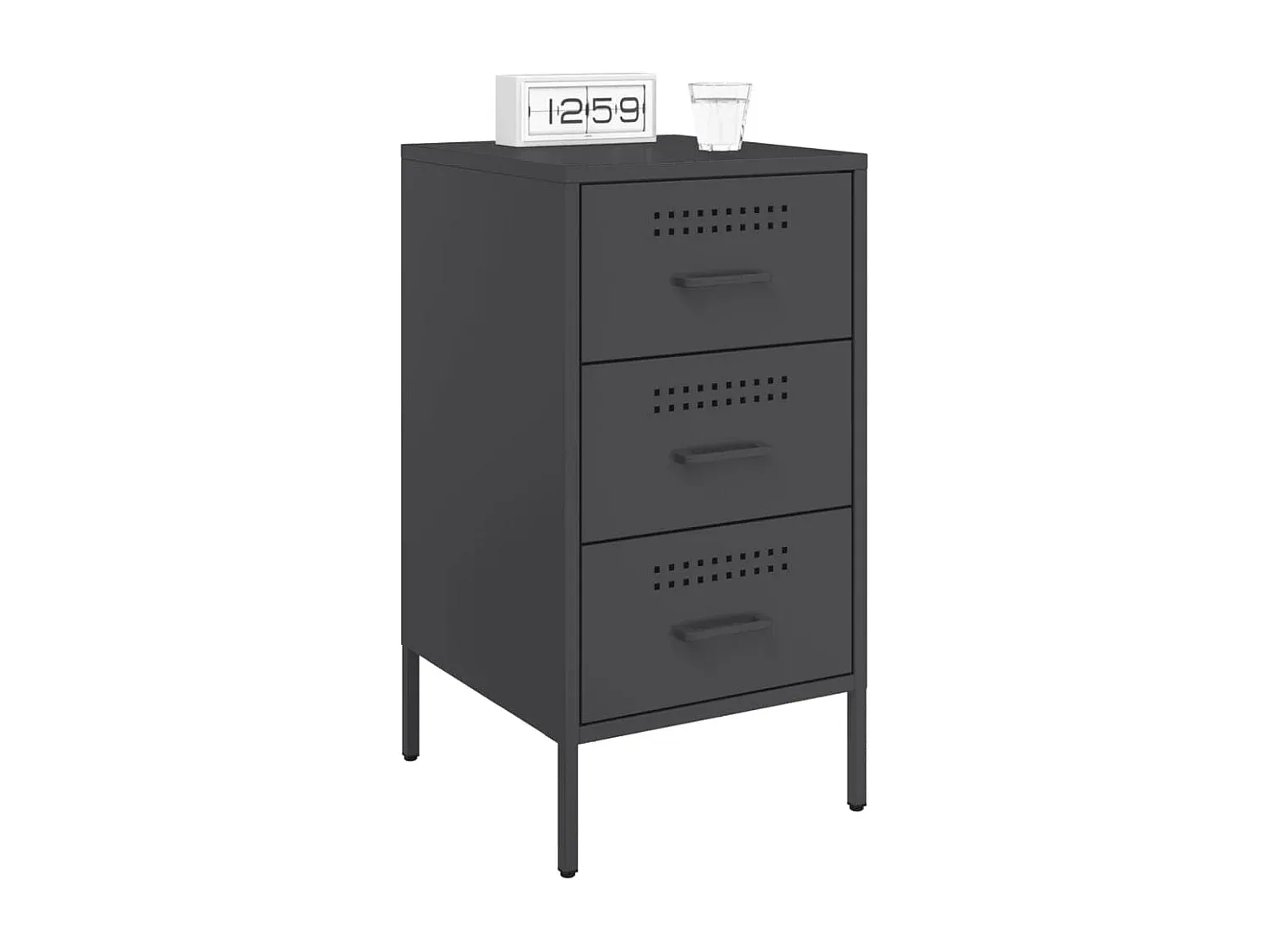 Moderne Nachttische aus Stahl in Schwarz 36x39x68 cm, 2er-Set