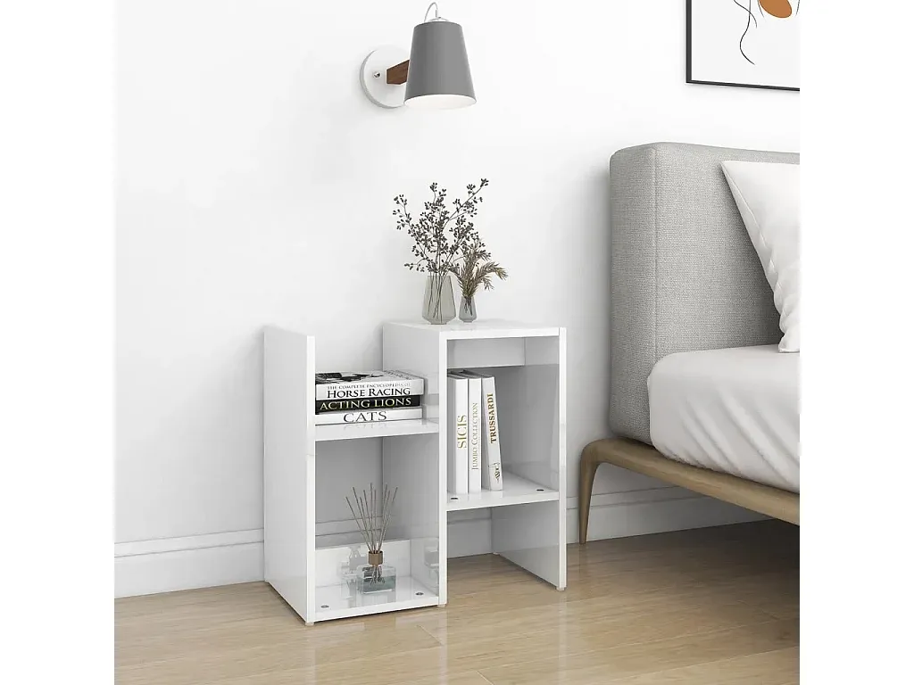 Moderne Nachttische, Hochglanz, Weiß, 50x30x51,5 cm