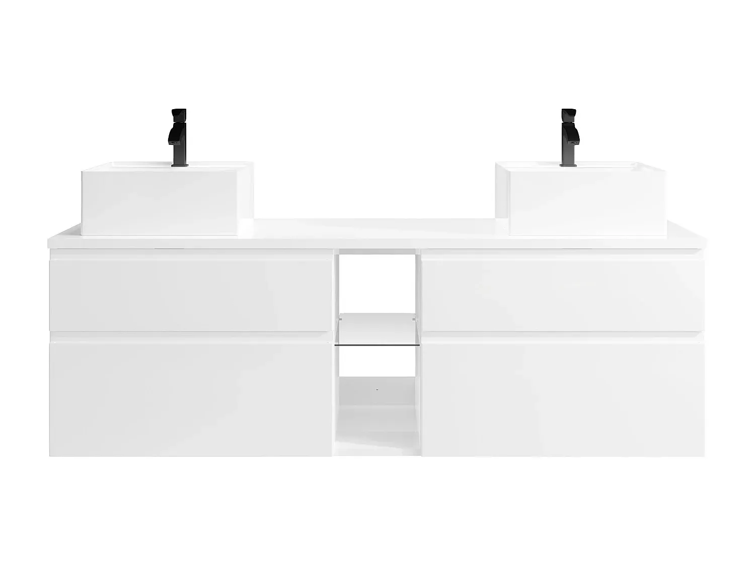 Moderner Waschbeckenunterschrank mit Doppelwaschbecken, Weiß