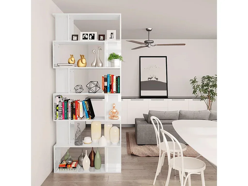 Hochglanz-Weiße Raumteiler Bücherregal 80x24x192 cm