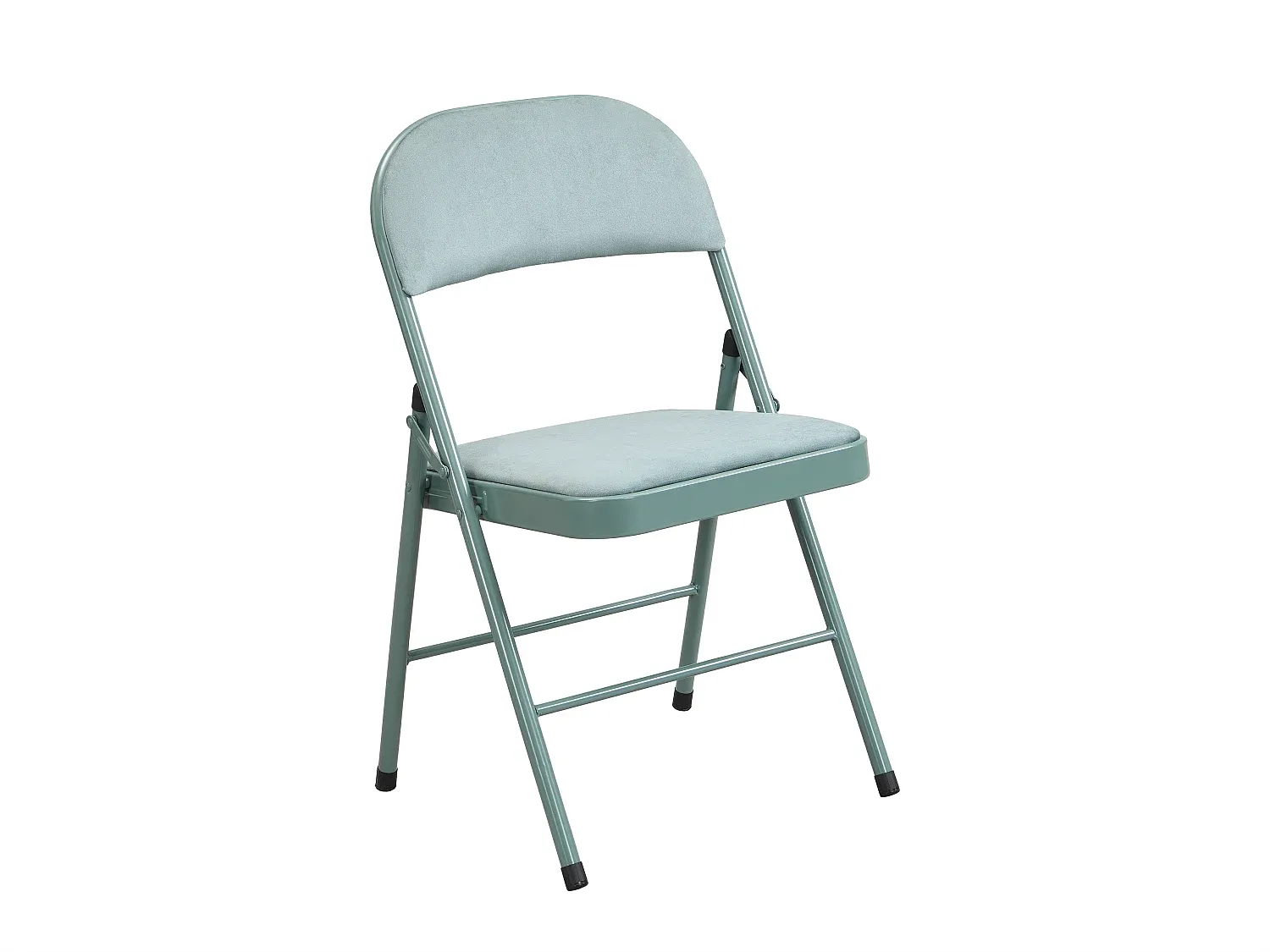 6er-Set Klappstühle aus Samt und Metall in Mandelgrün
