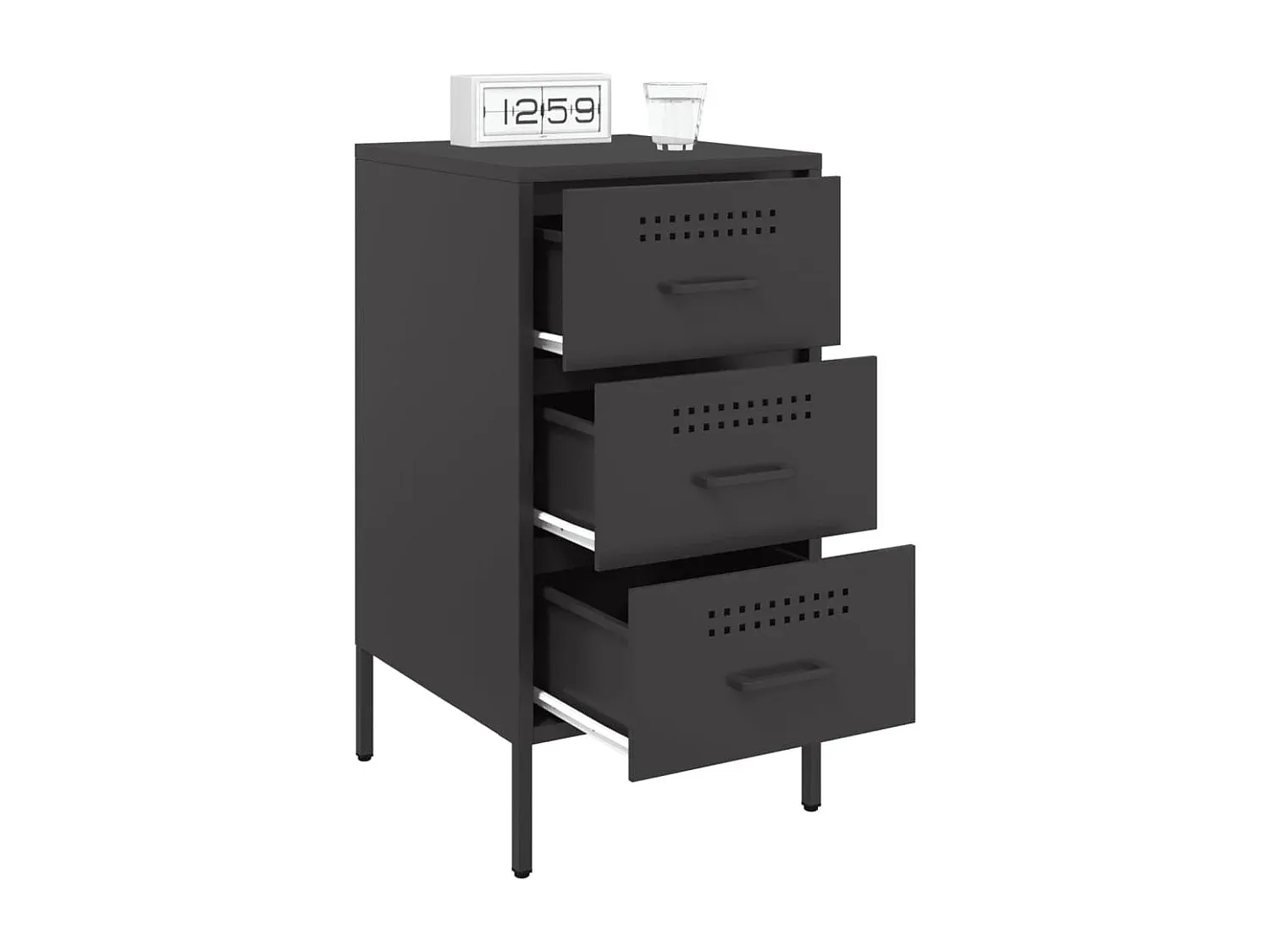 Moderne Nachttische aus Stahl in Schwarz 36x39x68 cm, 2er-Set