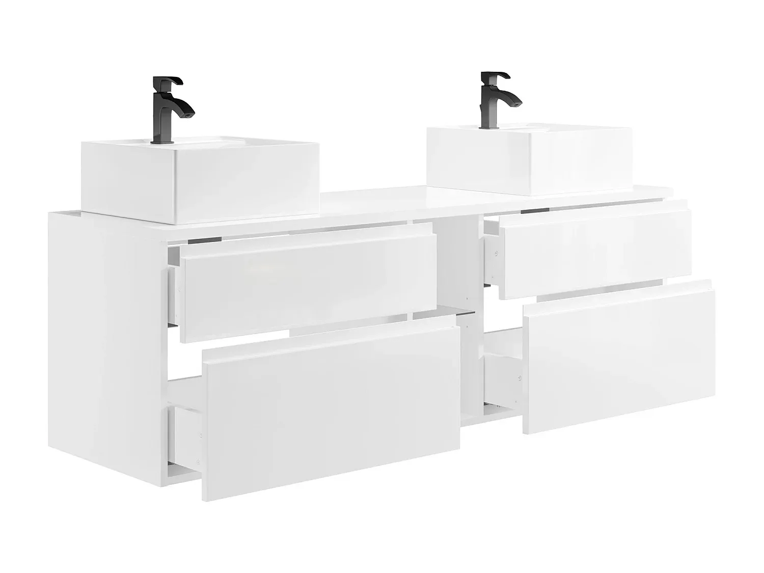 Moderner Waschbeckenunterschrank mit Doppelwaschbecken, Weiß