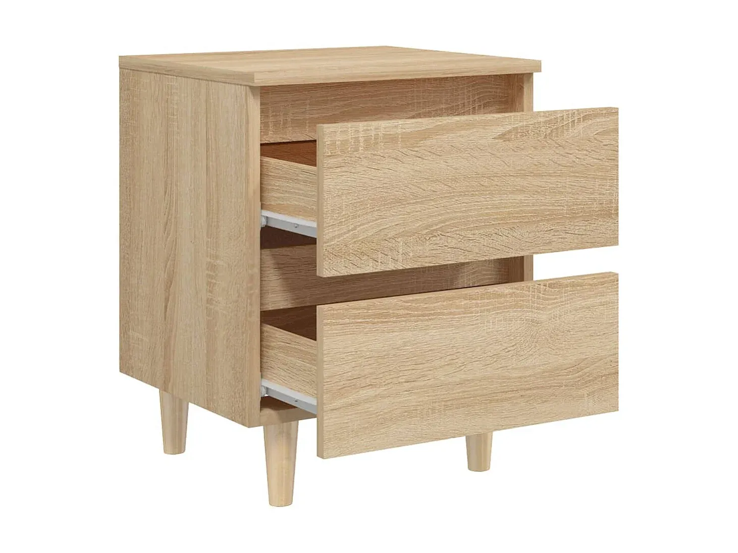 Moderner Nachttisch mit Kiefernholz-Beinen, Sonoma-Eiche, 40x35x50 cm