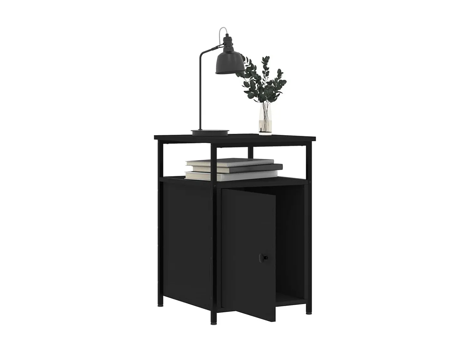 Schwarzer Nachttisch 2er-Set, Holzwerkstoff 40x42x60 cm