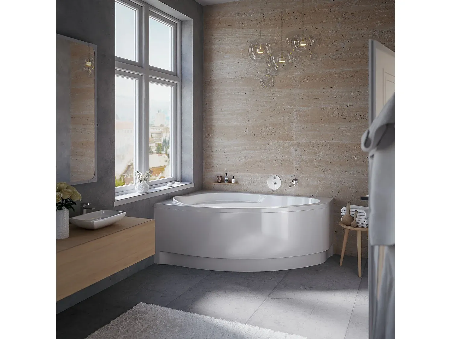 Eckbadewanne 150x100 cm mit Verkleidung