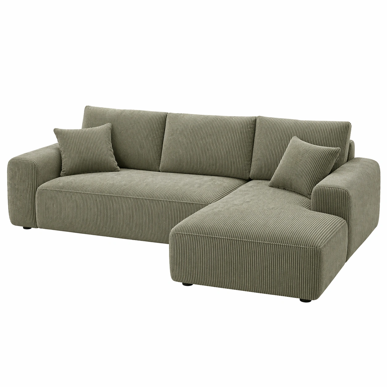 Sofá modular de 3 plazas con chaise longue y tapizado acanalado contemporáneo-cartkivo