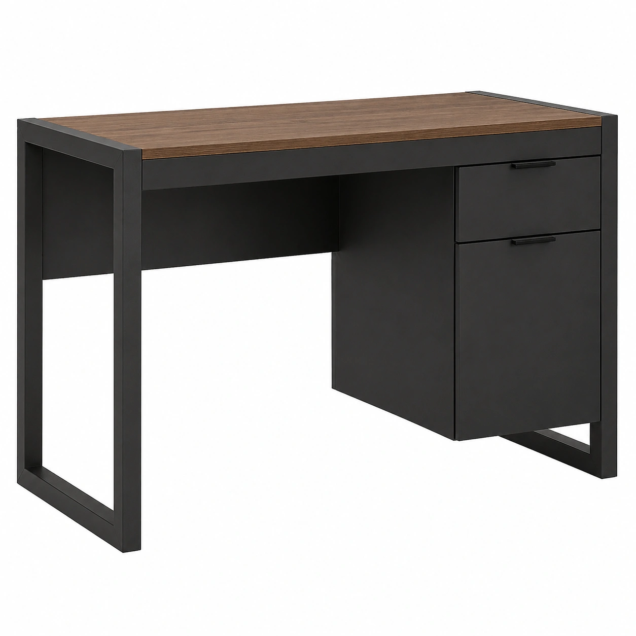 Escritorio moderno con cajones integrados y estructura metálica negra-cartkivo