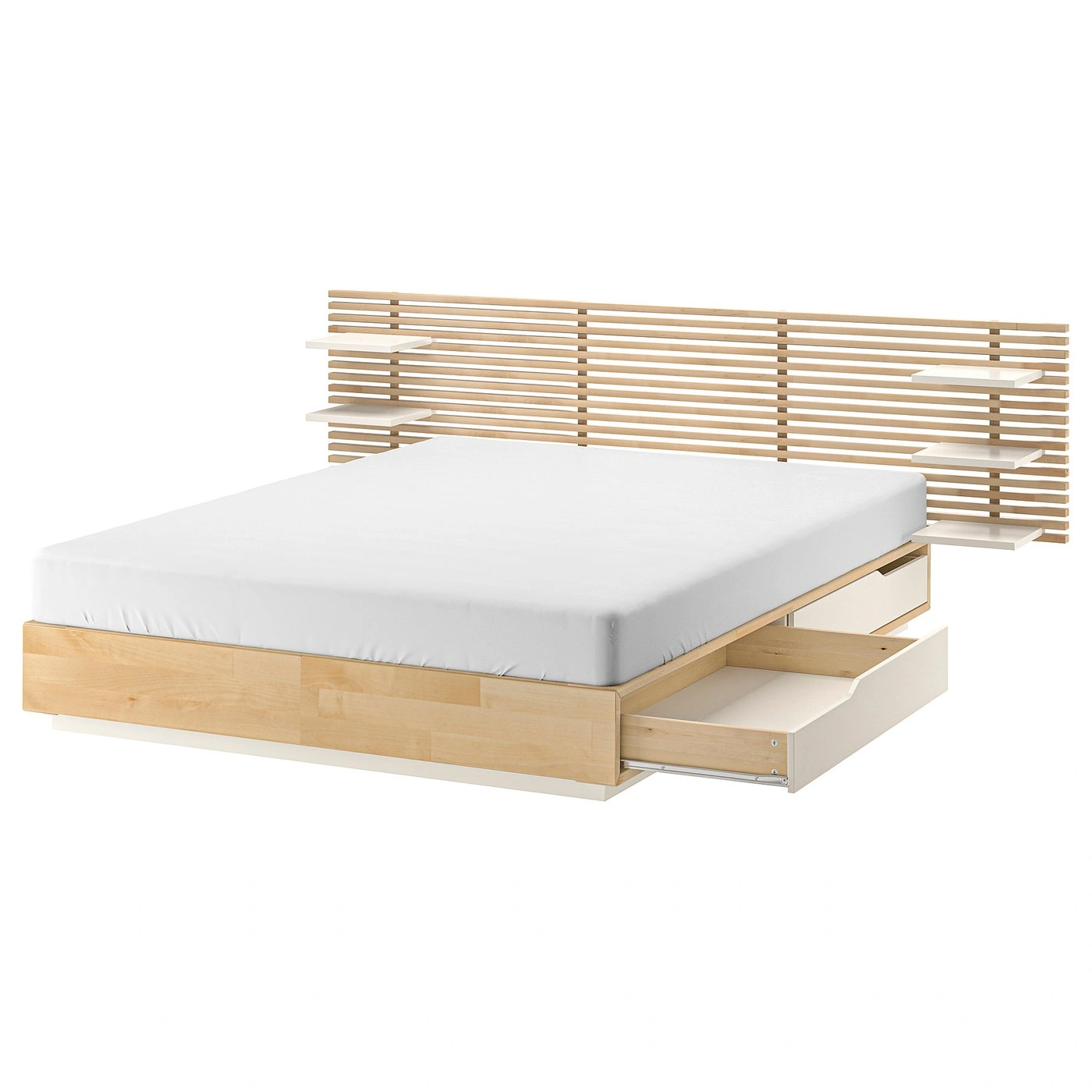 Cama marco con cabecero abedul blanca 160x200 cm-cartkivo