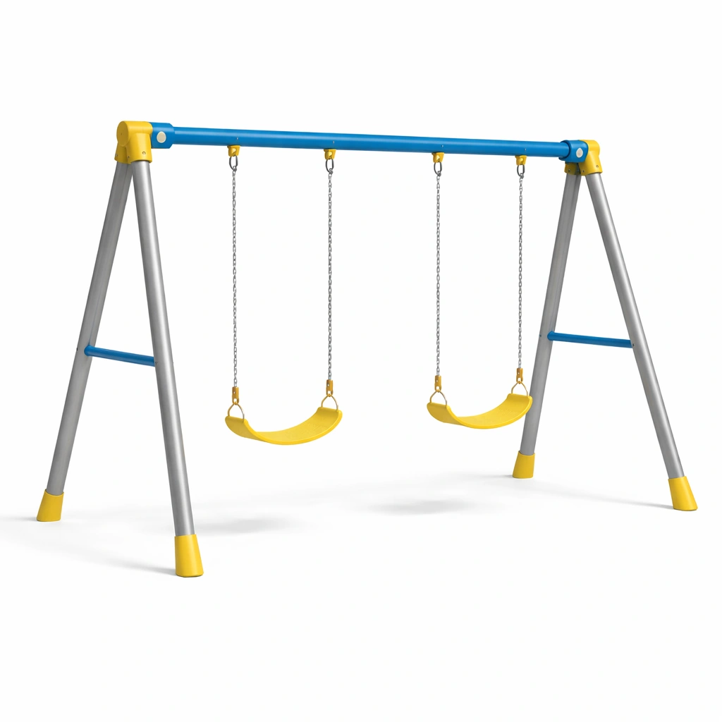 Schaukelset Metall Doppelschaukel Polyethylen Sitze Blau Gelb-NESTCAXIS