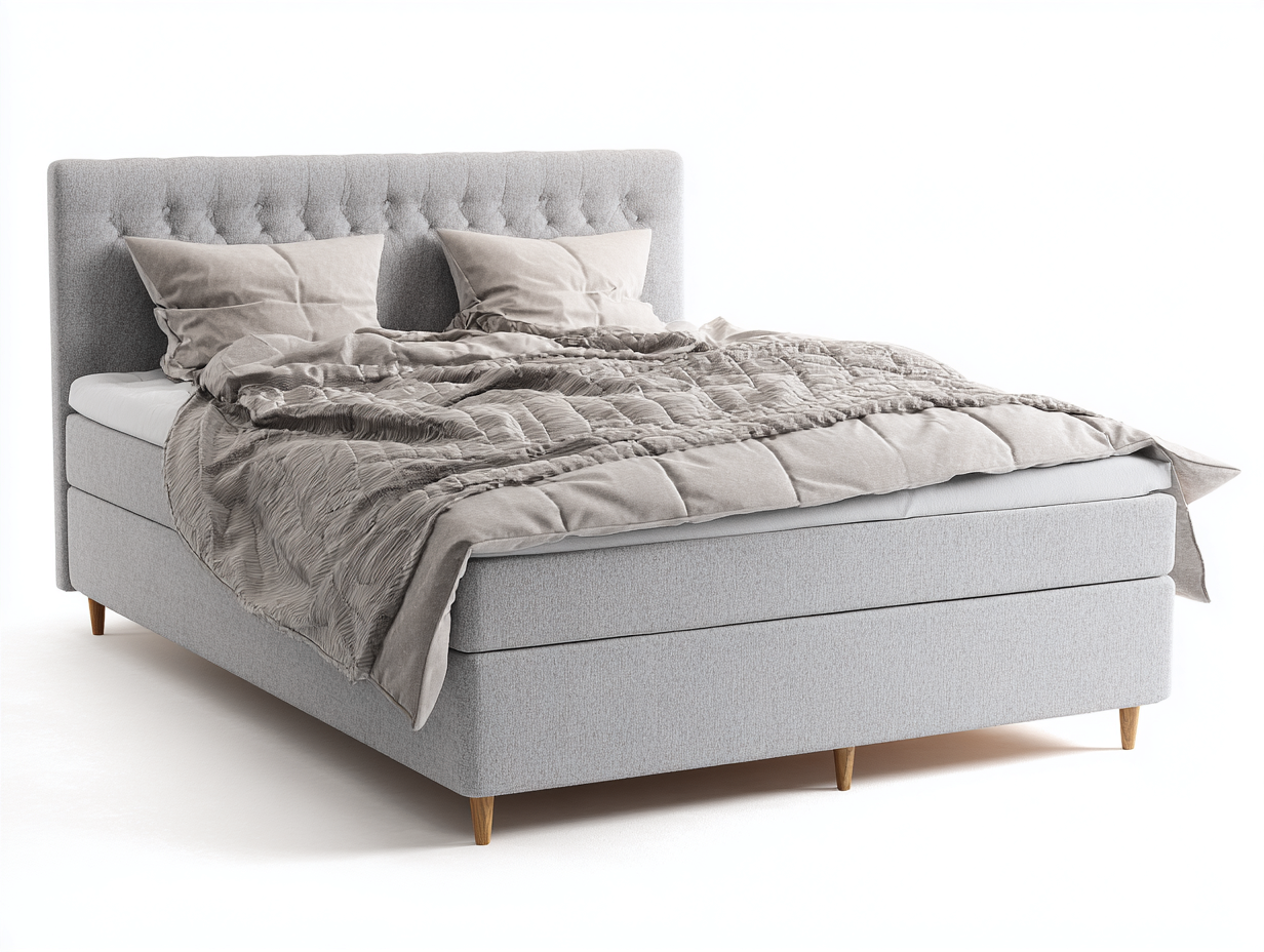 Letto matrimoniale-tessuto-legno-210x170x110 cm-grigio-design moderno-Hacortahome