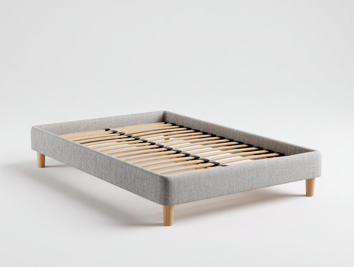 Letto matrimoniale - legno-tessuto - 198x158x36 cm - grigio - stile moderno-Hacortahome