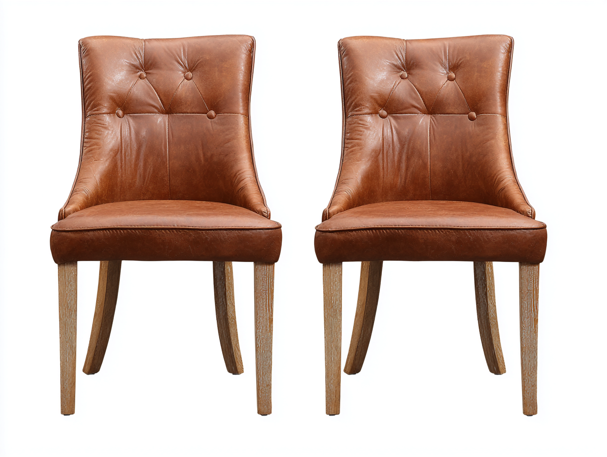 Sedia da pranzo-pelle sintetica-legno-57x63x86 cm-marrone-design classico-Hacortahome