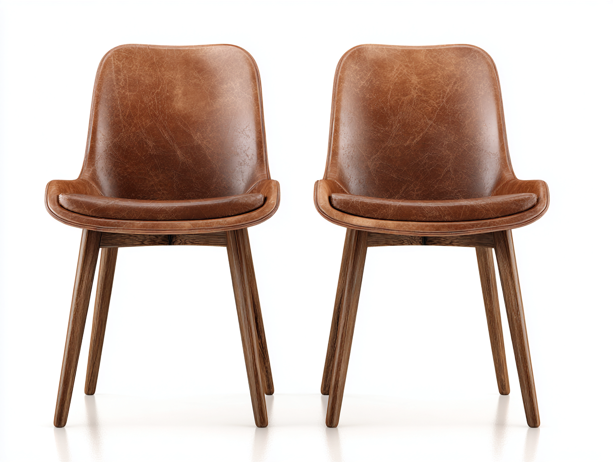 Sedia da pranzo-pelle sintetica-legno-60x64x84 cm-marrone-design retrò-Hacortahome