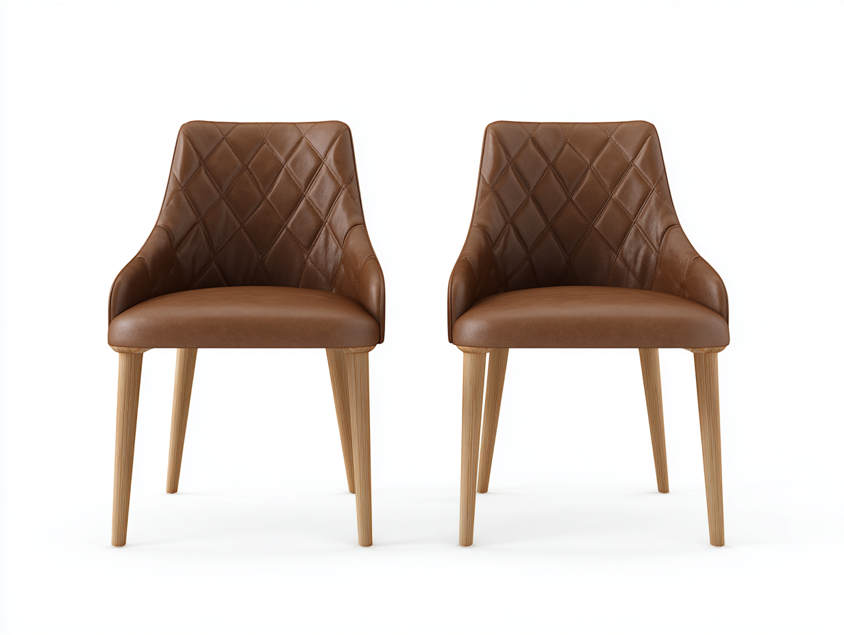 Sedia da pranzo-pelle sintetica-legno-59x62x85 cm-marrone-design elegante-Hacortahome