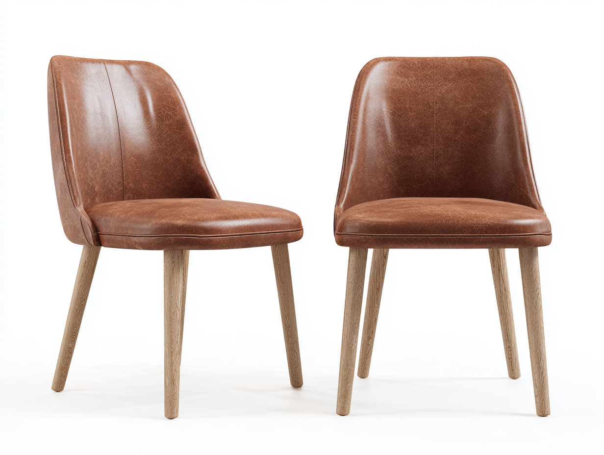 Sedia da pranzo-pelle sintetica-legno-53x58x82 cm-marrone-design minimalista-Hacortahome