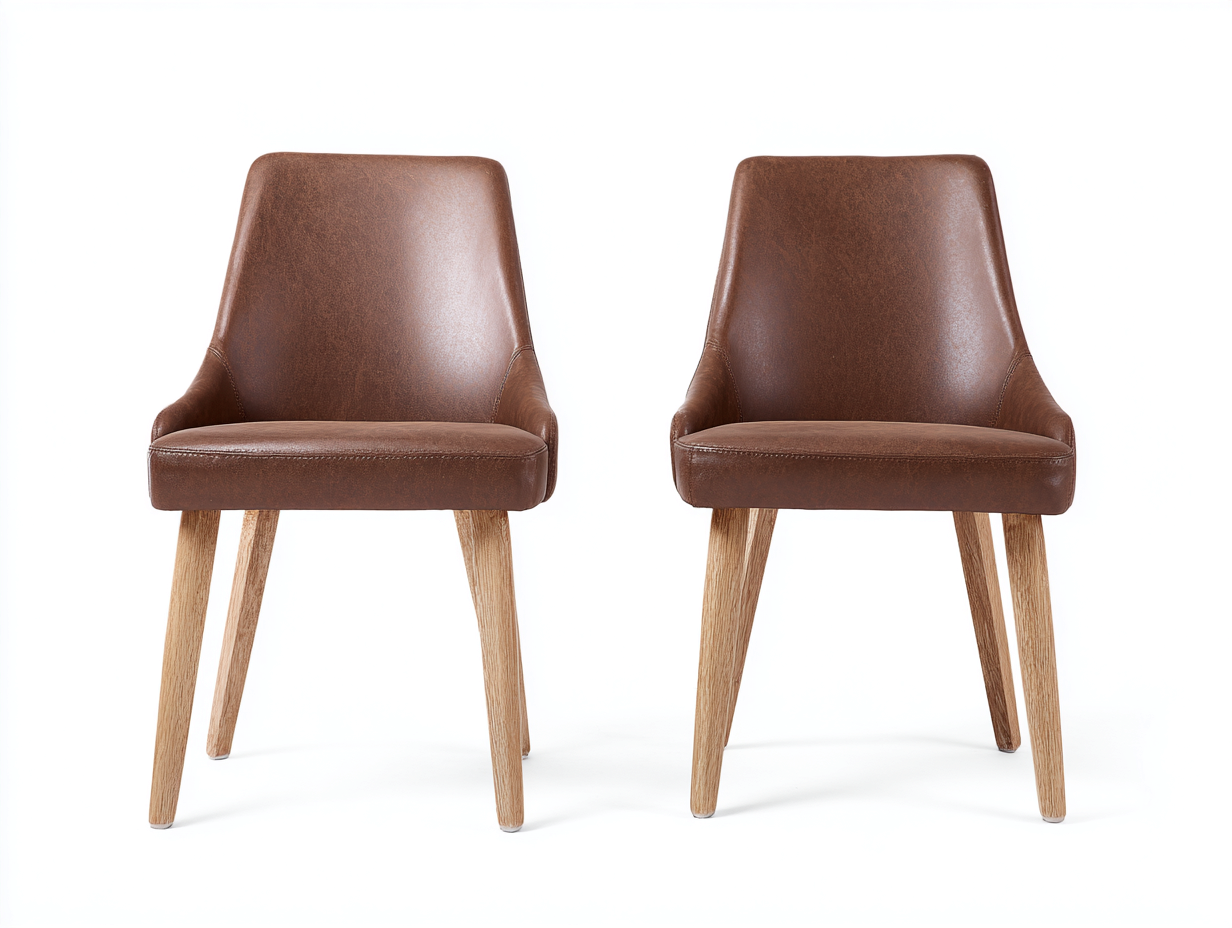 Sedia da pranzo-pelle sintetica-legno-56x61x83 cm-marrone scuro-design moderno-Hacortahome