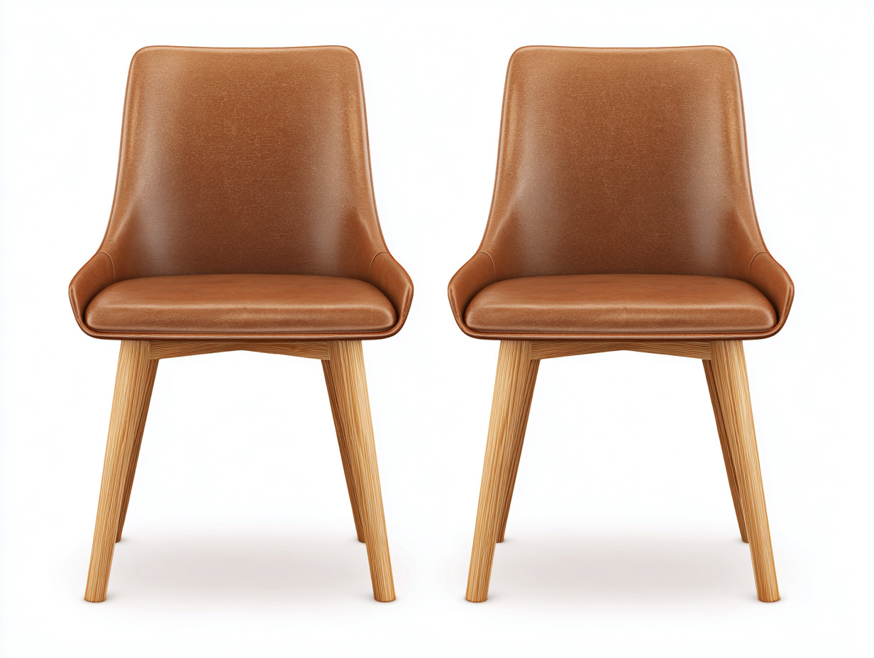 Sedia da pranzo-pelle sintetica-legno-55x59x82 cm-marrone chiaro-design moderno-Hacortahome