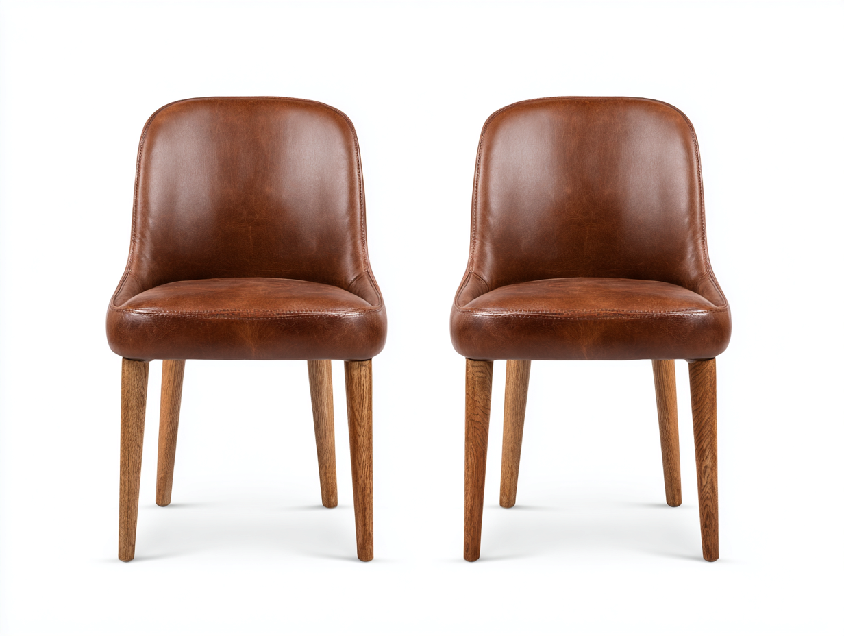 Sedia da pranzo-pelle sintetica-legno-54x57x80 cm-marrone-design moderno-Hacortahome