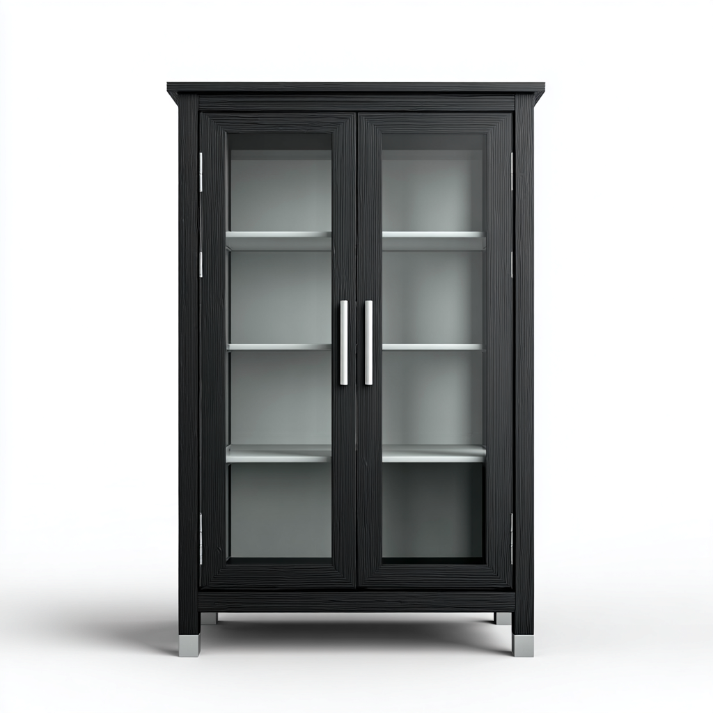 Vitrine en bois avec portes vitrées 90x40x170 cm - Noir - Style contemporain-Bamboomyden