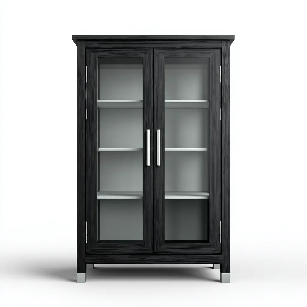 Vitrine en bois avec portes vitrées 90x40x170 cm - Noir - Style contemporain-Bamboomyden