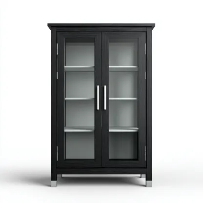 Vitrine en bois avec portes vitrées 90x40x170 cm - Noir - Style contemporain-Bamboomyden