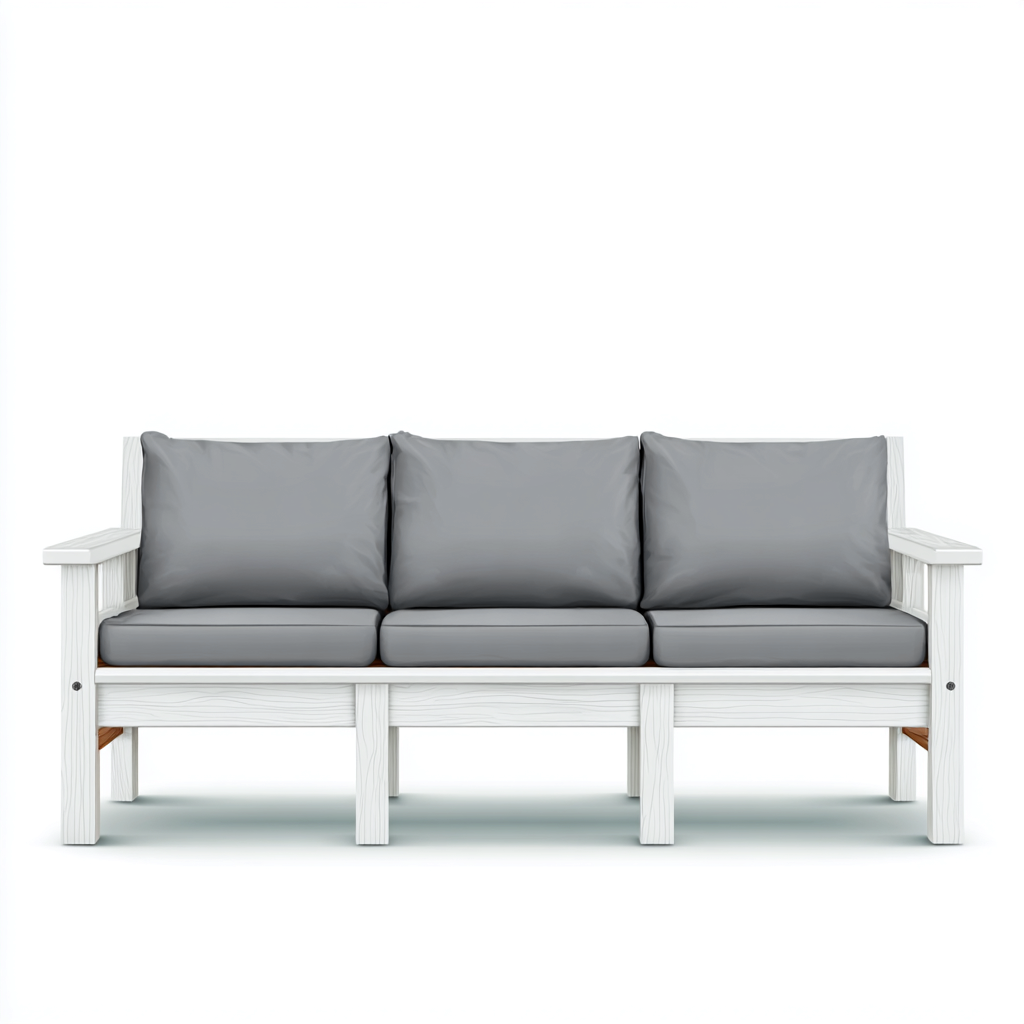 Canapé de jardin en bois 210x75x80 cm - blanc et gris - style contemporain pour extérieur-Bamboomyden