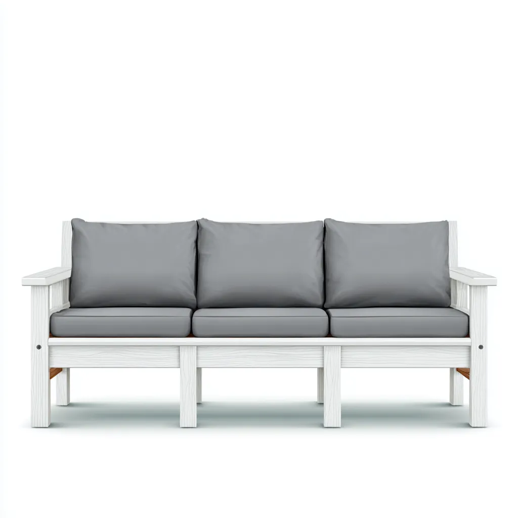 Canapé de jardin en bois 210x75x80 cm - blanc et gris - style contemporain pour extérieur-Bamboomyden