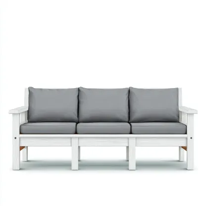 Canapé de jardin en bois 210x75x80 cm - blanc et gris - style contemporain pour extérieur-Bamboomyden