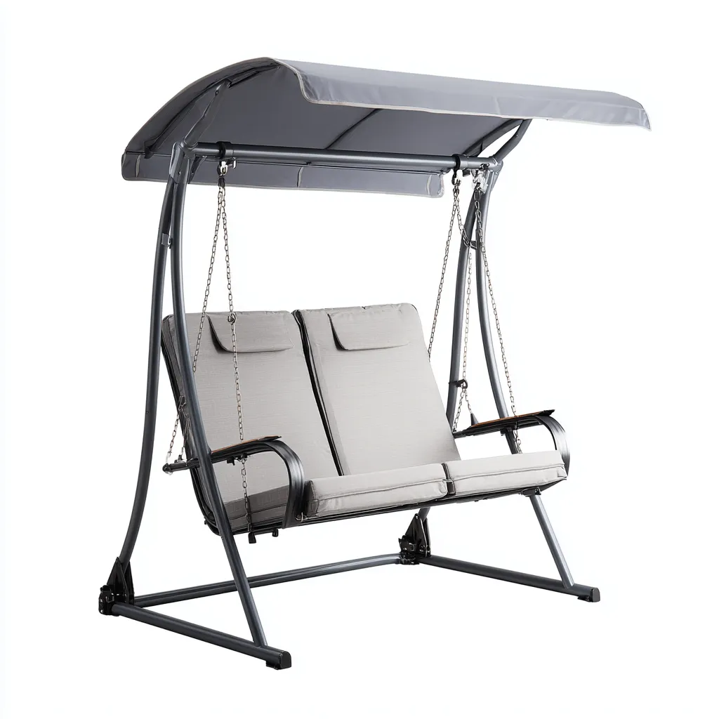 Balancelle de jardin métal et tissu 170x120x165 cm - Gris foncé-Gris clair - Style moderne-Bamboomyden