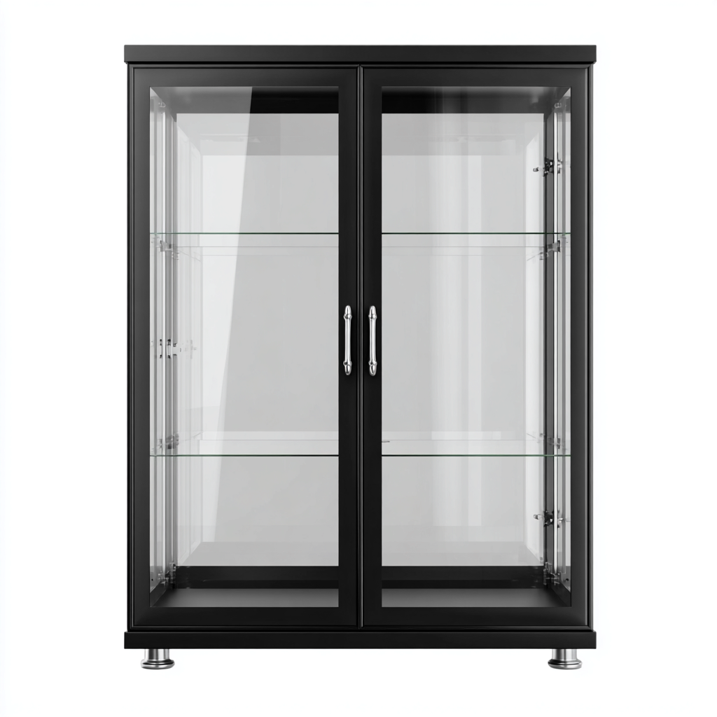 Vitrine en bois et verre 80x40x120 cm - noir - style contemporain-Bamboomyden
