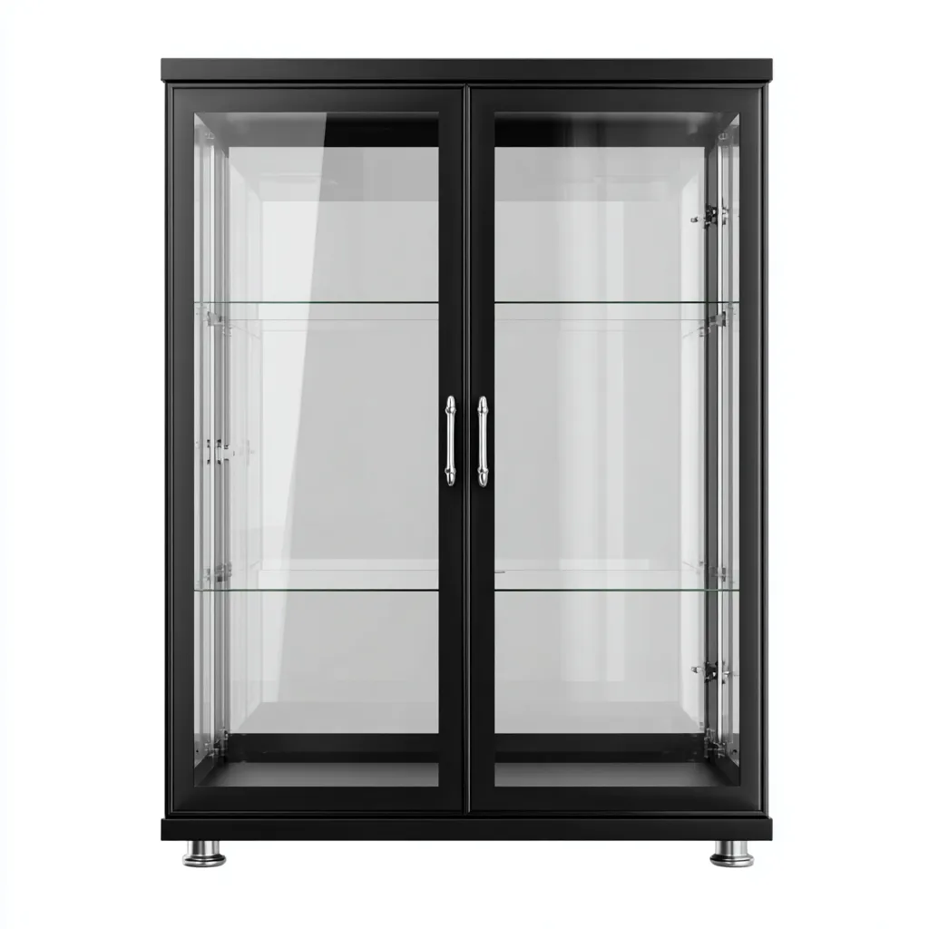 Vitrine en bois et verre 80x40x120 cm - noir - style contemporain-Bamboomyden