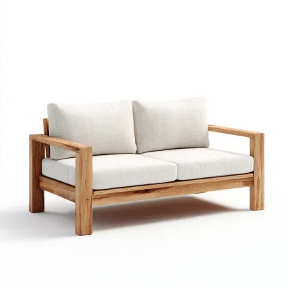 Canapé de jardin en bois avec coussins 150x80x75 cm - Beige et Bois naturel - Style contemporain-Bamboomyden