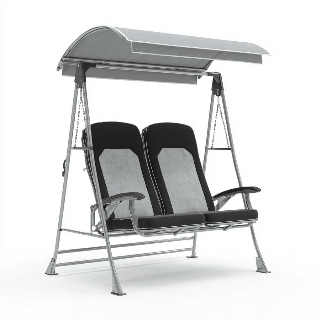 Balancelle de jardin en acier 170x120x160 cm - gris et noir - style moderne pour extérieur-Bamboomyden