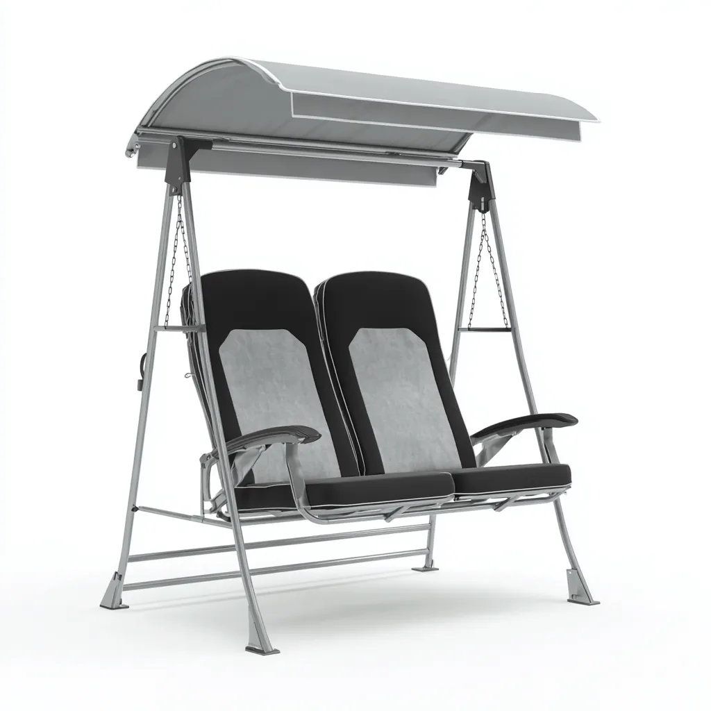 Balancelle de jardin en acier 170x120x160 cm - gris et noir - style moderne pour extérieur-Bamboomyden